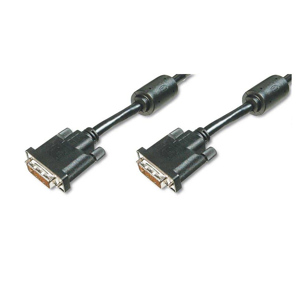Black 3-meter DVI-D 24+1 dual link cable with sturdy connectors on both ends, designed for high-quality video transmission.