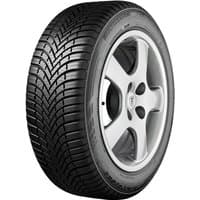Firestone Multiseason 2 tire, 185/55 R15, black tread with silver alloy wheel, 86H XL EVc marking.