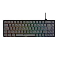 GAMIAC TKL69G SF 65% mechanical gaming keyboard in black and grey, featuring Kailh Red switches, USB connectivity, and customizable RGB backlighting.