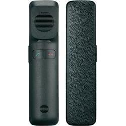 Black Gigaset S30853-H4020-R111 telephone handset with a textured finish, featuring a speaker grille, call buttons, and a sleek, minimalist design.