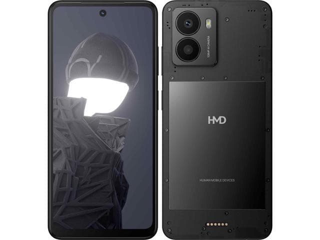HMD Fusion Business Edition smartphone in black, featuring a 6.56-inch display, 108MP and 50MP cameras, 8GB RAM, 256GB storage, and a 5,000 mAh battery.