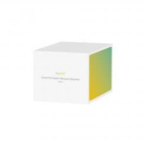 White cube packaging with a gradient green to yellow design, labeled "Hombli Smart Pet Feeder Moisture Absorber" in simple, modern font.