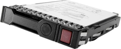 HPE 1TB 3.5" internal hard drive with a black plastic casing, featuring a red release button, designed for 12G SAS connectivity and operating at 7200 RPM.