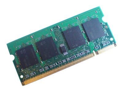 Green circuit board with four black memory chips and gold connectors, labeled as Hypertec 1GB PC2-5300 DDR2 667 MHz memory module.