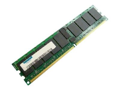 Hypertec HYR232644512OE 0.5 GB DDR2 240-pin DIMM ECC memory module featuring a green circuit board with eight black memory chips and a gold connector edge.