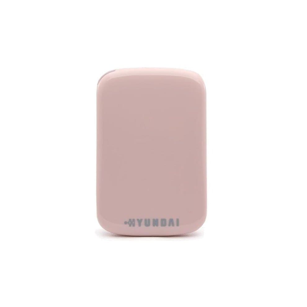 Hyundai HS2 750 GB in a sleek pink finish, featuring a smooth plastic exterior and the Hyundai logo in light blue at the bottom.