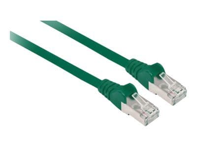 Green Cat6A network patch cable, 0.5m long, featuring copper S/FTP construction and transparent connectors on both ends.