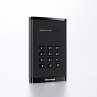 Black iStorage diskAshur PRO³ HDD with numeric keypad, sleek design, and secure encryption features.