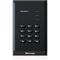Black iStorage diskAshur³ SSD with numeric keypad, three LED indicators, and durable, compact design.