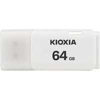 White Kioxia TransMemory U202 USB flash drive, 64 GB, USB Type-A 2.0, with a sliding cover design.
