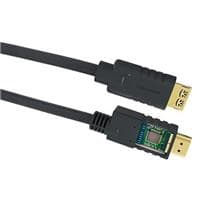 Black 25-meter HDMI Type A cable with gold-plated connectors, featuring a sturdy design for reliable audio and video transmission.