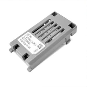 Gray WLAN interface module for KYOCERA IB-37 printer/scanner, featuring ventilation slots and labeled specifications on one side.