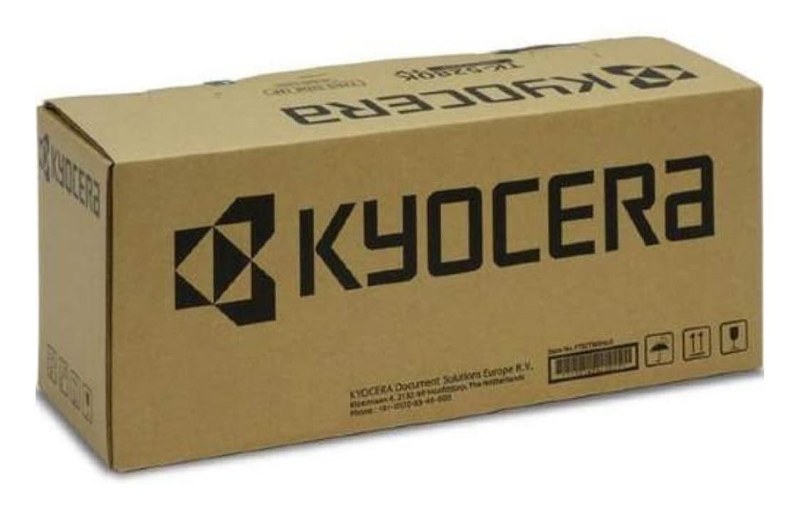 Brown cardboard box with black "KYOCERA" logo and geometric design, labeled as "MK-8335A Maintenance Kit," featuring product details and barcode on the side.