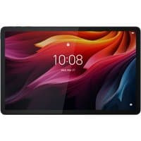 Black Lenovo Tab K11 tablet with 11-inch display, vibrant abstract screen design, slim bezels, and front camera.