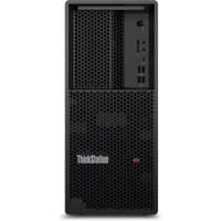 Black Lenovo ThinkStation P3 Tower Gen 2 with honeycomb front panel and multiple USB ports.