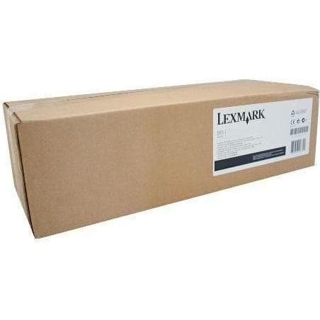 Brown cardboard box with a white label displaying "Lexmark" and product details, containing a spare roller for Lexmark printers and scanners.
