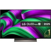 LG 48" C5 4K OLED Smart TV with thin bezel, vivid display, and sleek black stand.