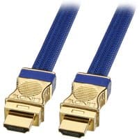 Blue Lindy HDMI cable, 0.5m, with gold-plated Type A connectors and braided exterior.