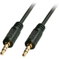 Black Lindy 1m Premium Audio 3.5mm Jack Cable with gold-plated connectors and ribbed grips.