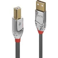 Silver Lindy 1m USB 2.0 Type A to B cable with chrome connectors and red accents.