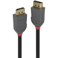 Gray Lindy 2m DisplayPort 1.4 cable with gold-plated connectors and red accents on the plugs.