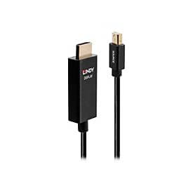 Black 3m Mini DisplayPort to HDMI cable by Lindy, featuring gold-plated connectors and a durable design for reliable video and audio transmission.