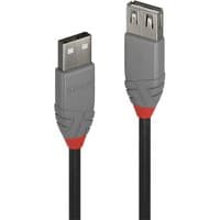 Gray Lindy 3m USB 2.0 Type A Extension Cable with red accents and black cable.