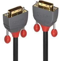 Lindy 5m DVI-D Dual Link Cable, Anthra Line, with gray connectors, red accents, and gold-plated pins.