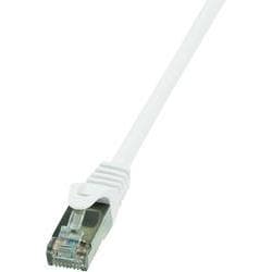 White 0.25m Cat.6 F/UTP networking cable featuring a clear plastic connector with metal pins, designed for high-speed data transmission.