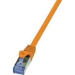 Orange 0.25m Cat.6A 10G S/FTP networking cable with a clear plastic connector, designed for high-speed data transmission.