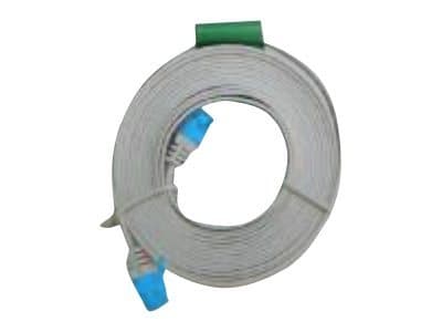 White LogiLink CAT5e UTP networking cable, 15 meters long, coiled with blue connectors at each end and a green label for identification.