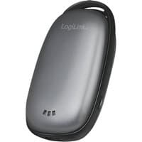 Grey LogiLink PA0264 power bank, 4000 mAh, smooth oval shape, with a small LED indicator and rounded edges.