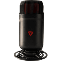 Black LogiLink Thronmax Mdrill Zone XLR microphone with red accents and included shock mount.