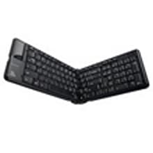 Matias Folding Keyboard in UK layout, featuring a compact black design with tactile keys and a foldable structure for portability.