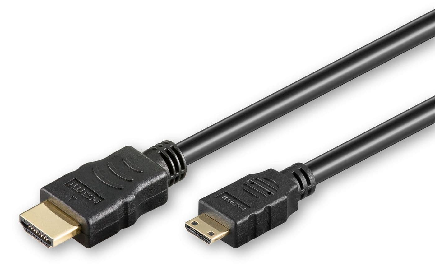 Black Microconnect 4K HDMI a-C cable, 3 meters long, featuring a gold-plated HDMI connector on one end and a compact connector on the other, designed for high-definition video and audio transmission.