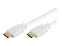 Microconnect HDMI high-speed cable, 10 meters long, featuring a white exterior with gold-plated connectors on both ends for optimal signal transmission.