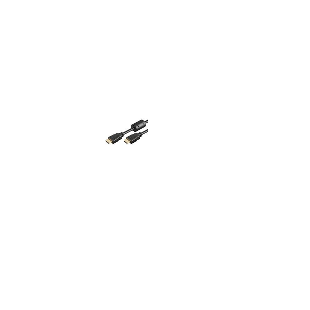 Black Microconnect HDMI high-speed cable, 5 meters long, featuring gold-plated connectors at both ends for enhanced signal transmission.