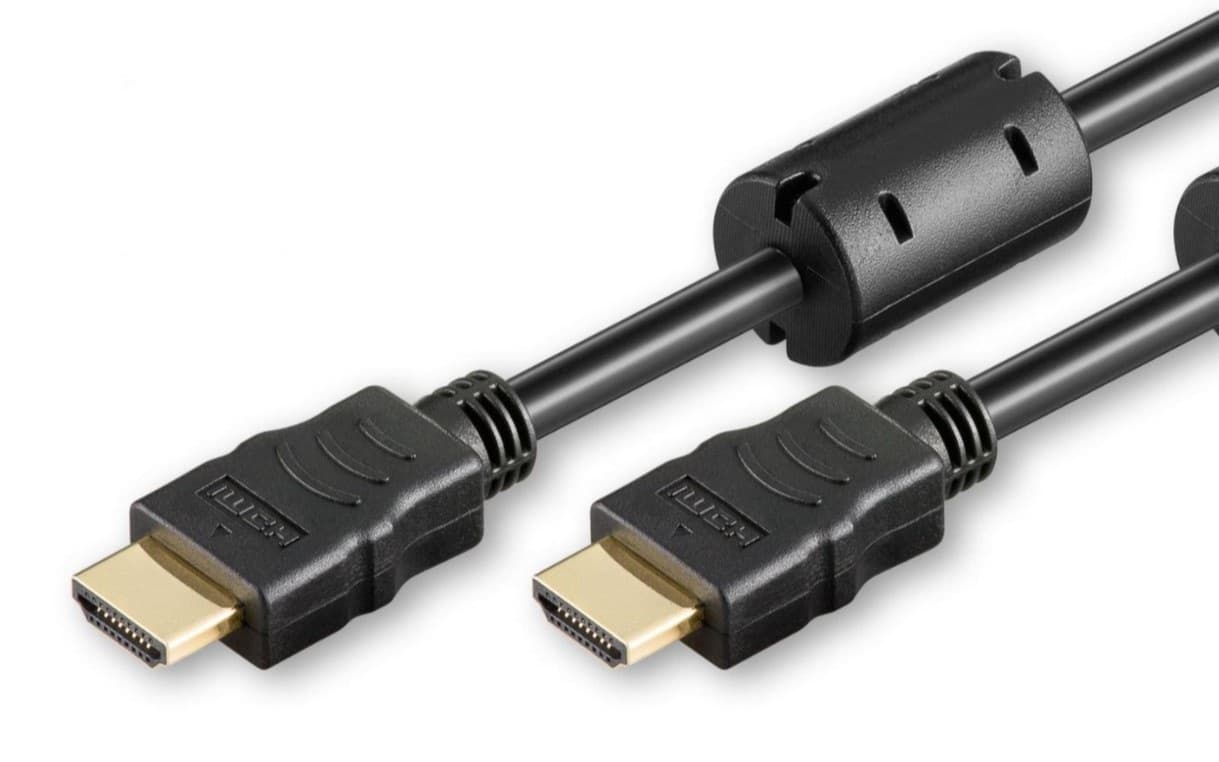 Microconnect HDMI High Speed Cable, 7.5m long, featuring black plastic connectors with gold-plated tips and a flexible black cable, designed for high-definition video and audio transmission.