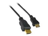 Black Microconnect HDMI High Speed Mini Cable, 3m long, featuring gold-plated connectors and a flexible rubberized exterior for durability.