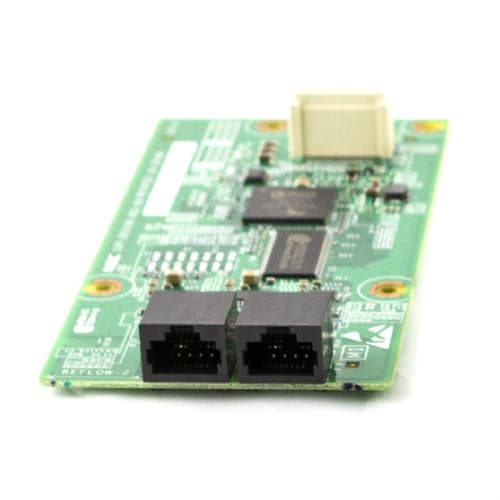 Green circuit board featuring two black Ethernet ports, multiple chips, and a white connector, designed for the NEC SL2100 Base Chassis expansion.