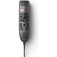 Black Philips SpeechMike Premium with touchpad, buttons, and USB cable.