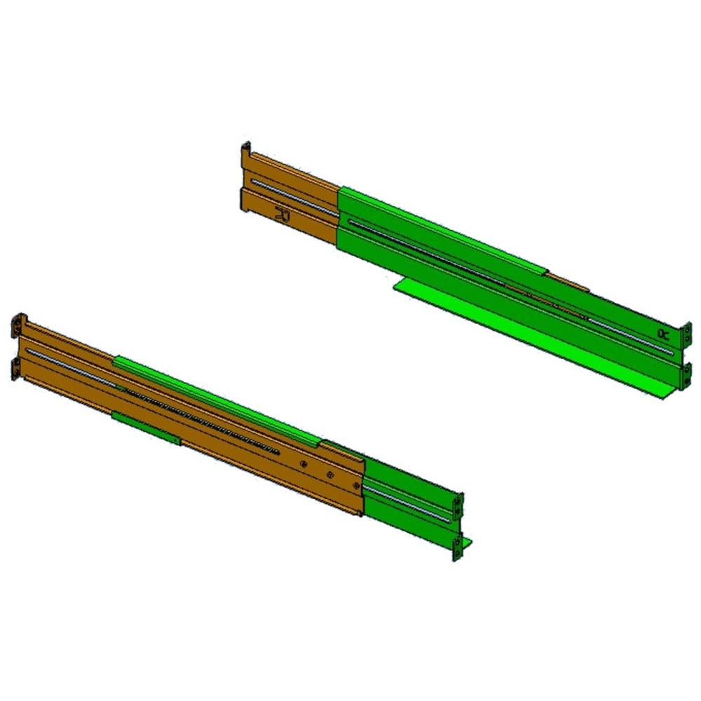 PowerWalker RK6 Mounting Kit features two metal rails, one brown and one green, designed for secure installation, showcasing a robust and durable construction.