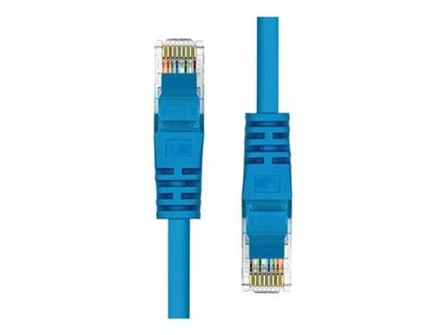 Blue ProXtend CAT5e U/UTP CCA PVC Ethernet cable, 50CM long, featuring clear connectors with gold-plated pins and a flexible, durable design.