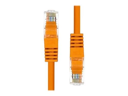 Orange ProXtend CAT5e U/UTP CU PVC Ethernet cable, 15 meters long, featuring transparent connectors with colored wiring visible inside.