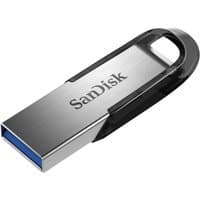 Black and silver SanDisk Ultra Flair USB flash drive, 256 GB, USB Type-A 3.2 Gen 1 with sleek metal casing.