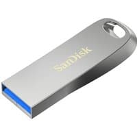 Silver SanDisk Ultra Luxe USB flash drive 256 GB with keyring hole and blue USB Type-A 3.2 Gen 1 connector