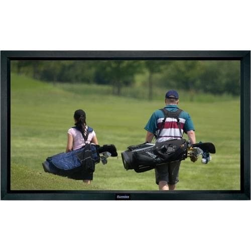Sapphire SFSC234 projection screen, 2.69 M (106"), 16:9 aspect ratio, features a sleek black frame, ideal for home theaters or presentations, displaying vibrant images.