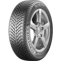 SEMPERIT All Season-Grip tire, 185/65 R14 86H, with detailed tread pattern and "ALLSEASON" branding on the sidewall.