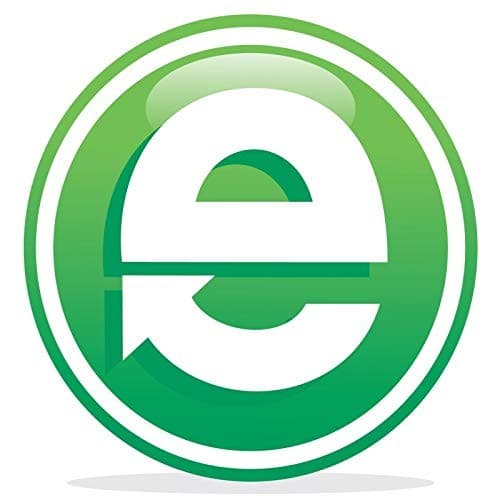 Green circular logo featuring a stylized white lowercase "e" with an arrow, symbolizing media solutions and technology.