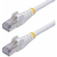White StarTech.com 12m CAT8 Ethernet cable, snagless RJ45 connectors, yellow accents, supports 25G/40G speeds.
